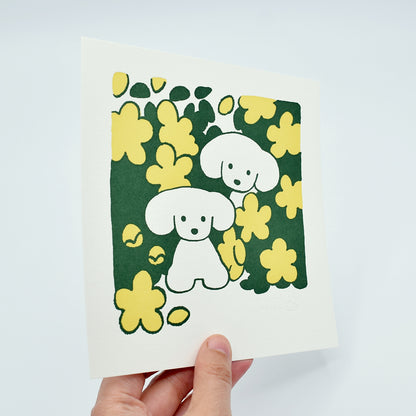 Natsumi Teraoka - Letterpress Art Print - Green Flower