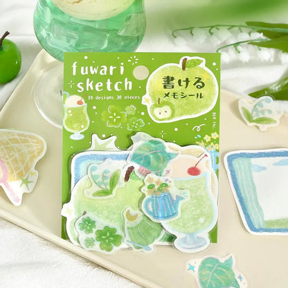 BGM Flake Stickers - Fuwari Sketch Series - Green