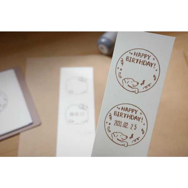 Ginny Lambkin - Rotating Date Stamp - Happy Birthday