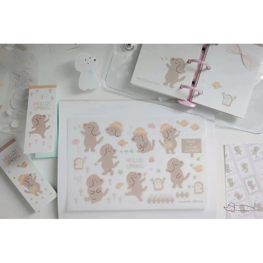 Ginny Lambkin - Transfer Sticker Sheet - Hello Spring