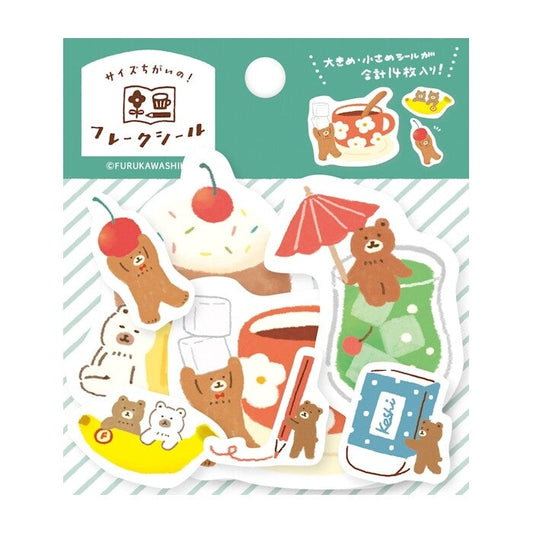 Furukawashiko Watashi-biyori Washi Flake Stickers - Helping Bears