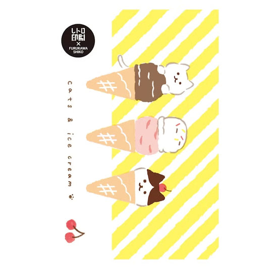Furukawashiko Retro Printed Postcards - Ice Cream and Cat