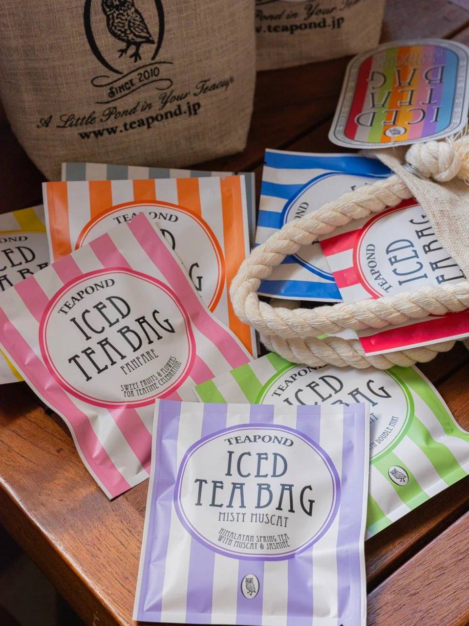 TEAPOND Iced Tea Bags with Mini Tote - Assorted Set of 8