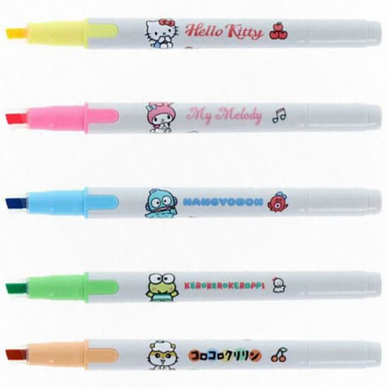 Sun-Star Kire-Na Dual Tip Highlighter - Set of 5 - Sanrio Limited Edition - A