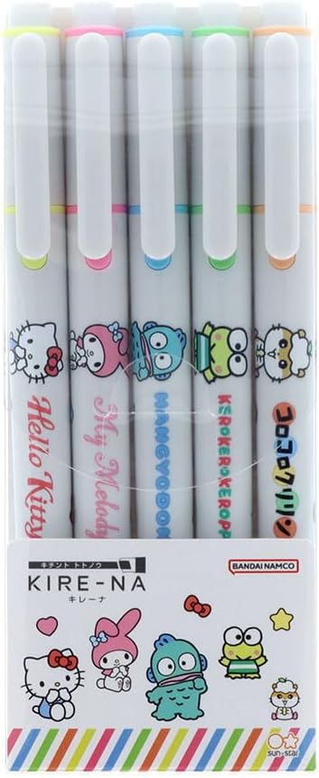 Sun-Star Kire-Na Dual Tip Highlighter - Set of 5 - Sanrio Limited Edition - A