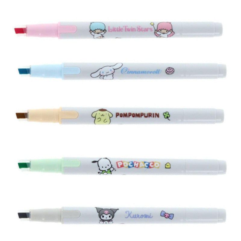 Sun-Star Kire-Na Dual Tip Highlighter - Set of 5 - Sanrio Limited Edition - B
