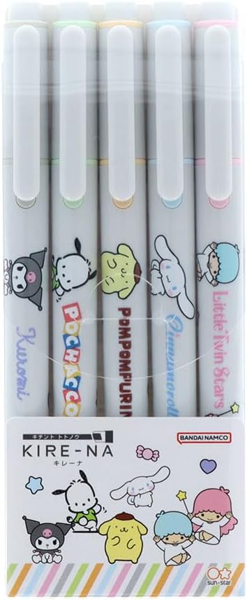 Sun-Star Kire-Na Dual Tip Highlighter - Set of 5 - Sanrio Limited Edition - B
