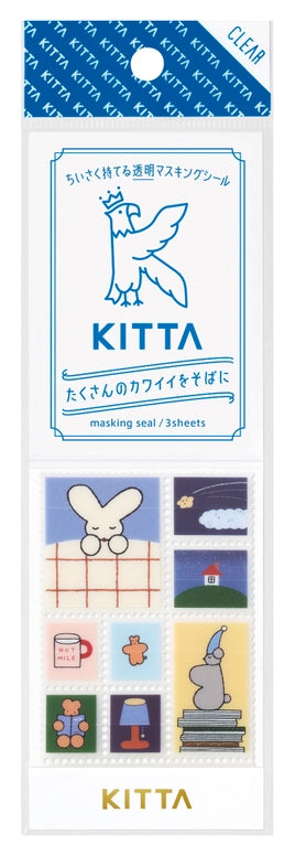 KITTA Washi Tape - Clear Series - Postage Stamp Bedtime
