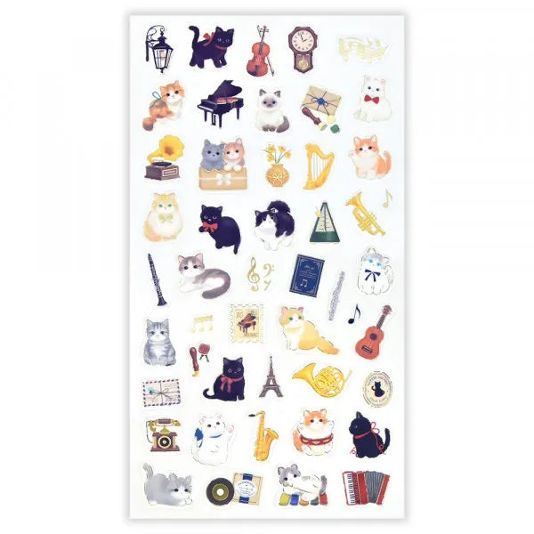 NB Large Sticker Sheet - Mattari Animals - Kitten and Music
