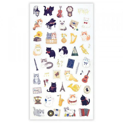 NB Large Sticker Sheet - Mattari Animals - Kitten and Music