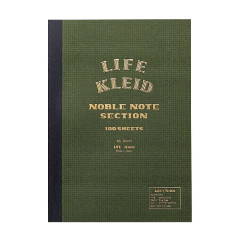 LIFE X Kleid Noble Notebook - A5, Olive, Cream Paper