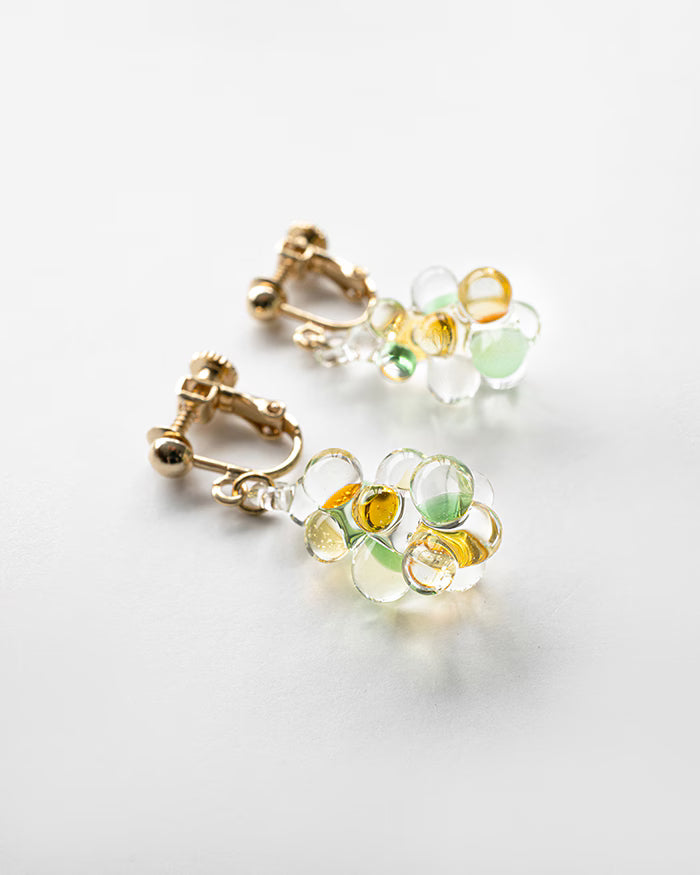 HARIO Lampwork Factory x Iida Umbrella Store - Glass Clip-on Earrings - Komorebi