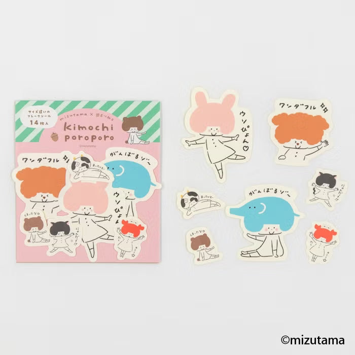 Furukawashiko x Mizutama - Flake Stickers - Kimochi Poroporo Series - Animal