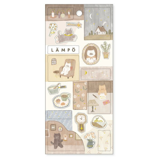 Mind Wave Lampo Sticker Sheet - Cat and Night