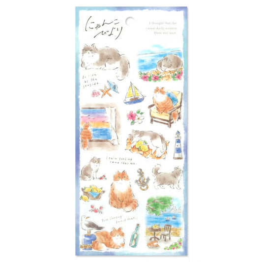 Mind Wave Nyanko Biyori Sticker Sheet - Seaside