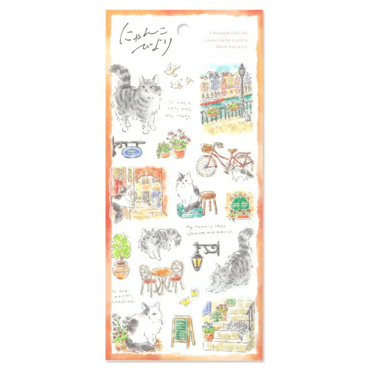 Mind Wave Nyanko Biyori Sticker Sheet - Street Corner