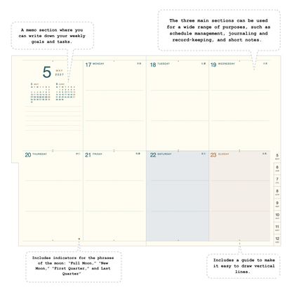 RYU-RYU 2027 B6 Monthly & Weekly Planner - Ash Pink