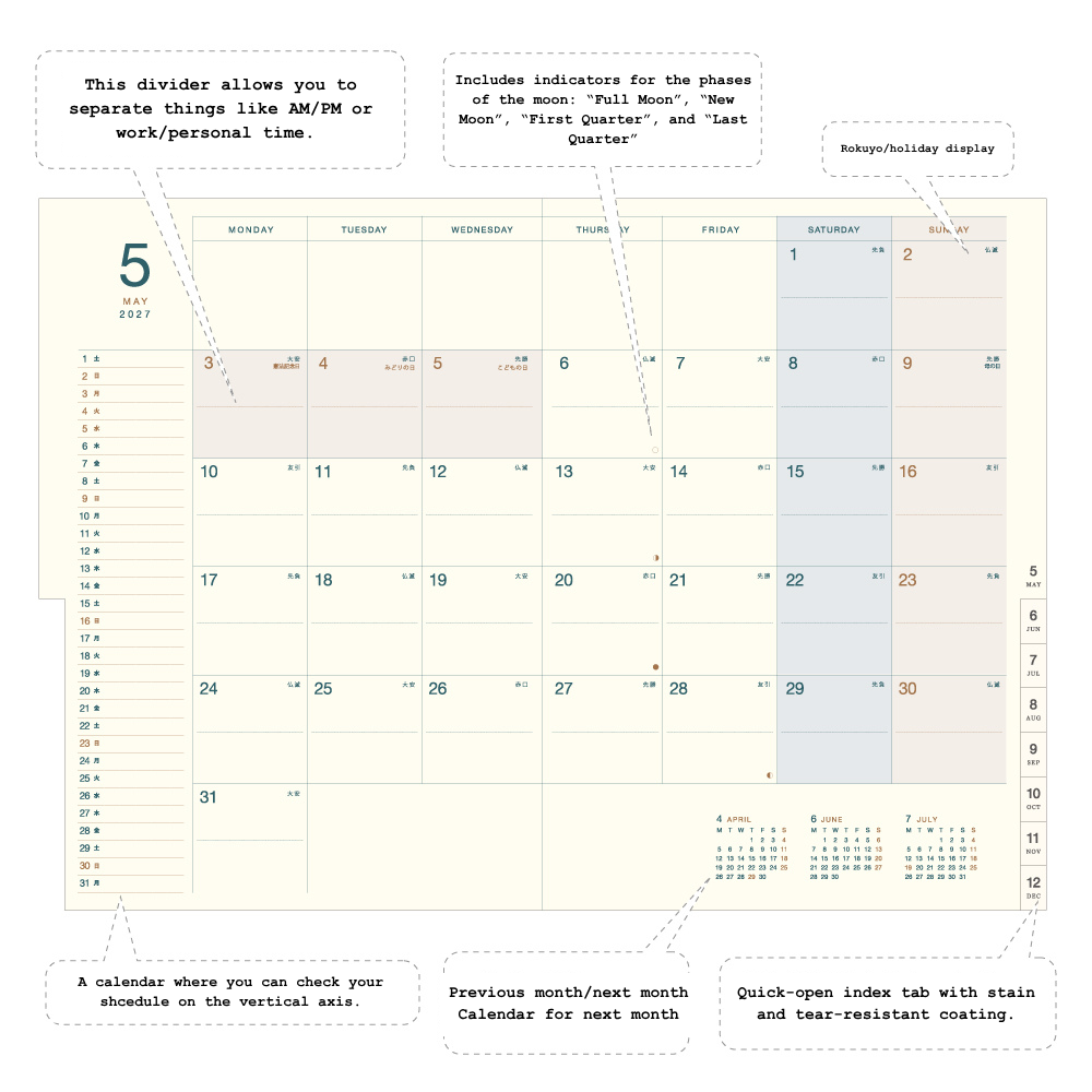 RYU-RYU 2027 B6 Monthly & Weekly Planner - Ash Pink