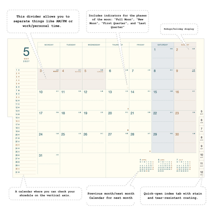 RYU-RYU 2027 B6 Monthly & Weekly Planner - Ash Pink