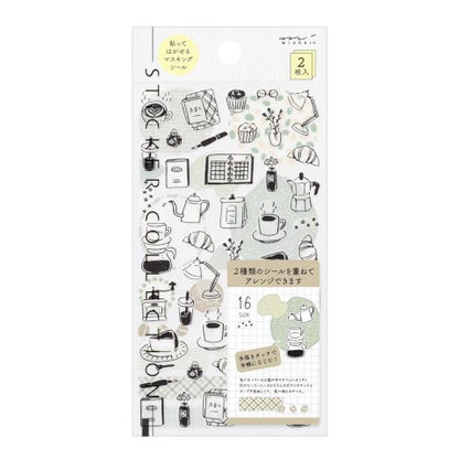 Midori Planner Sticker Sheet - Monotone Cafe