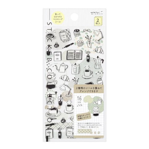 Midori Planner Sticker Sheet - Monotone Cafe