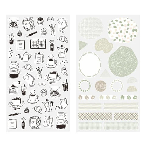 Midori Planner Sticker Sheet - Monotone Cafe