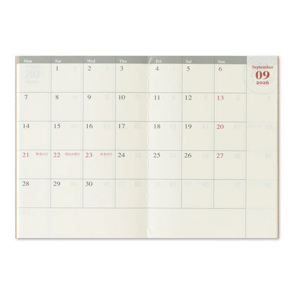 TRAVELER'S Passport Size Refill - 2026 Monthly