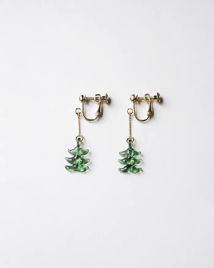 HARIO Lampwork Factory x Iida Umbrella Store - Glass Clip-on Earrings - Mori