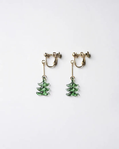 HARIO Lampwork Factory x Iida Umbrella Store - Glass Clip-on Earrings - Mori