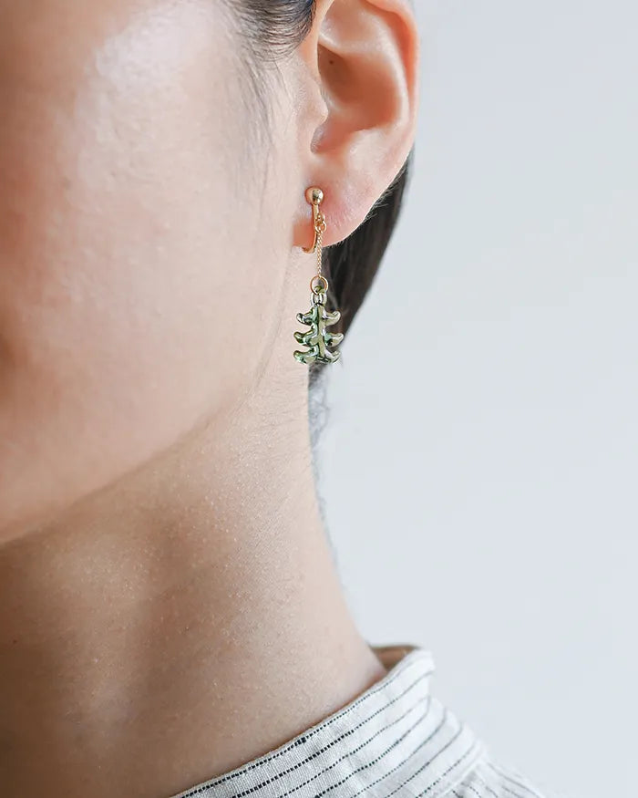 HARIO Lampwork Factory x Iida Umbrella Store - Glass Clip-on Earrings - Mori