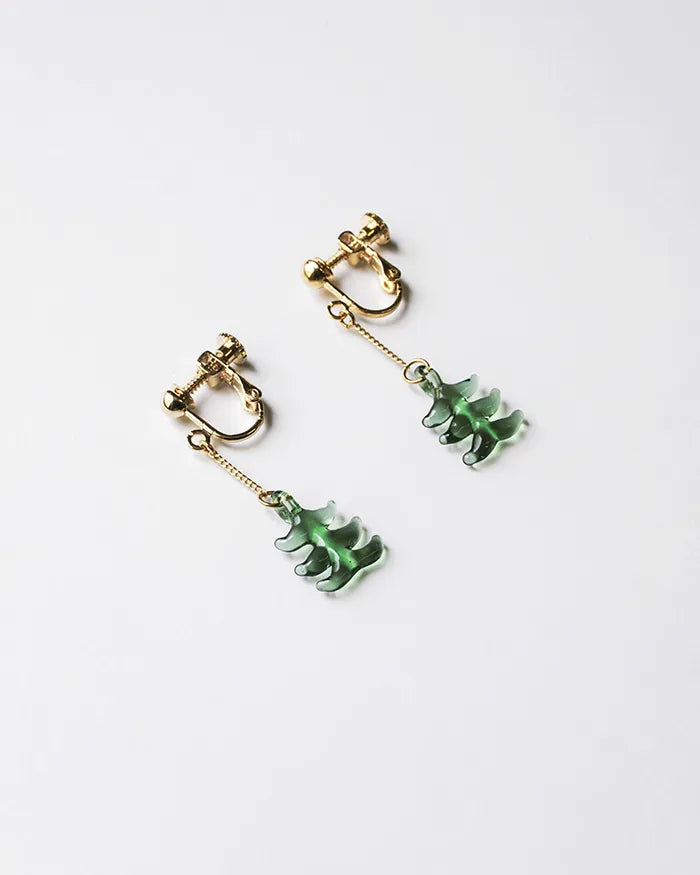 HARIO Lampwork Factory x Iida Umbrella Store - Glass Clip-on Earrings - Mori