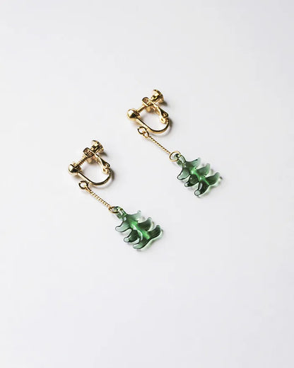 HARIO Lampwork Factory x Iida Umbrella Store - Glass Clip-on Earrings - Mori