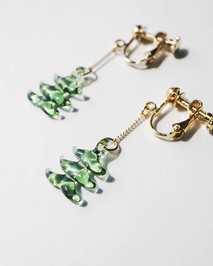 HARIO Lampwork Factory x Iida Umbrella Store - Glass Clip-on Earrings - Mori