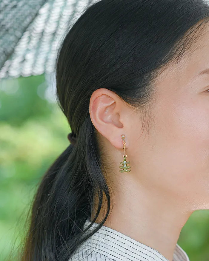 HARIO Lampwork Factory x Iida Umbrella Store - Glass Clip-on Earrings - Mori