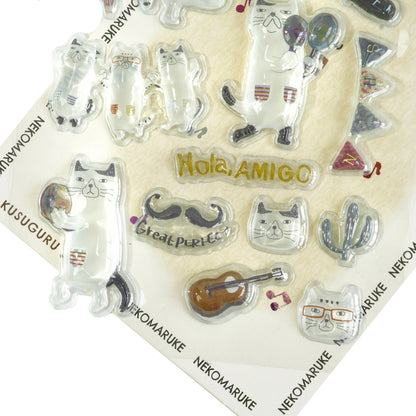Kusuguru Japan - Pukurun Jam Jam Seal 3D Stickers - Nekomaruke