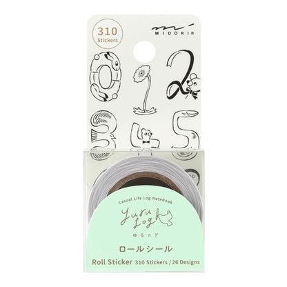 Midori Yuru Log Roll Sticker - Numbers
