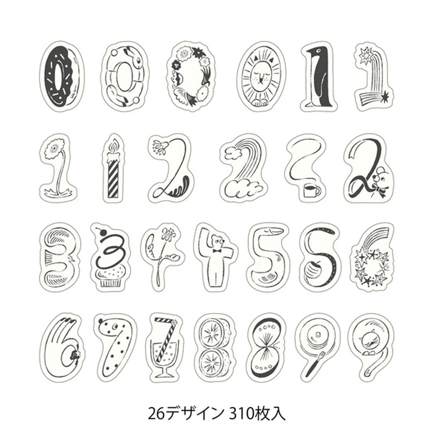 Midori Yuru Log Roll Sticker - Numbers