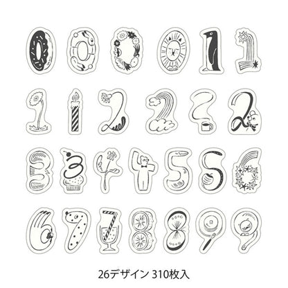 Midori Yuru Log Roll Sticker - Numbers