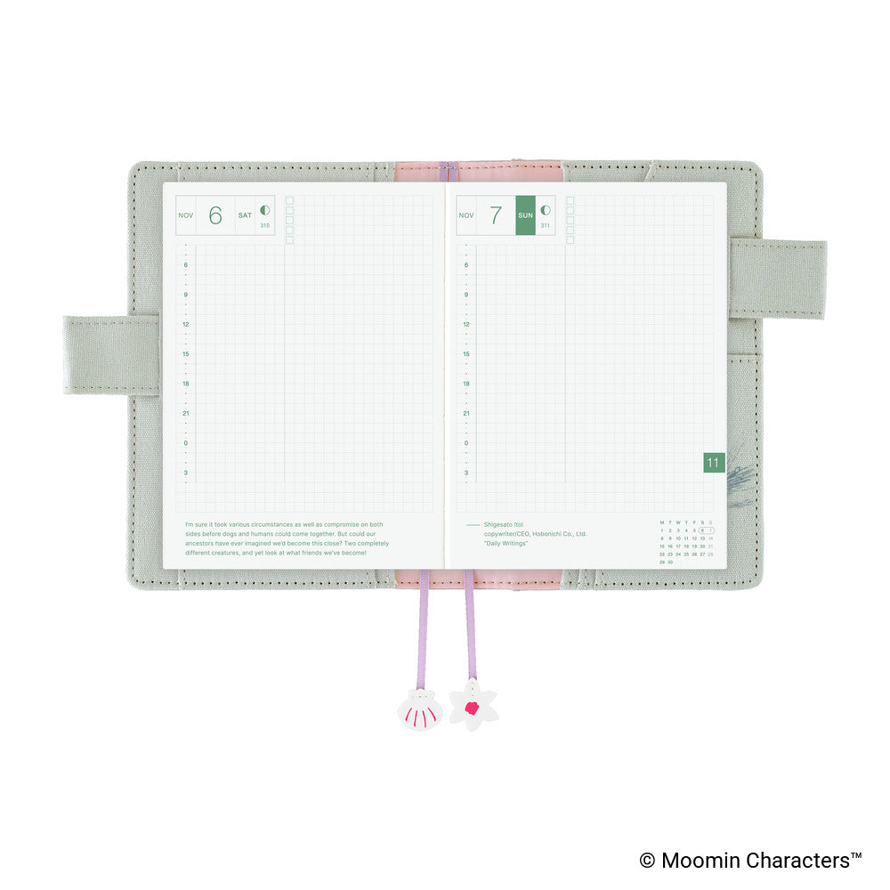 Hobonichi Original A6 Cover - Moomin: My Yard - Pale Mint