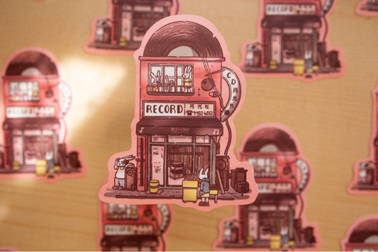 Okeya Stationery Co. - Springtime Record Store Vinyl Sticker