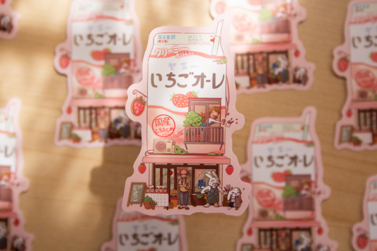 Okeya Stationery Co. - Strawberry Milk House Vinyl Sticker