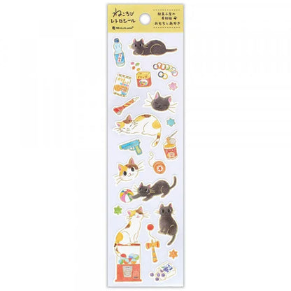 NB Gold Foil Retro Sticker Sheet - Nekorobi Series - Mochi & Azuki