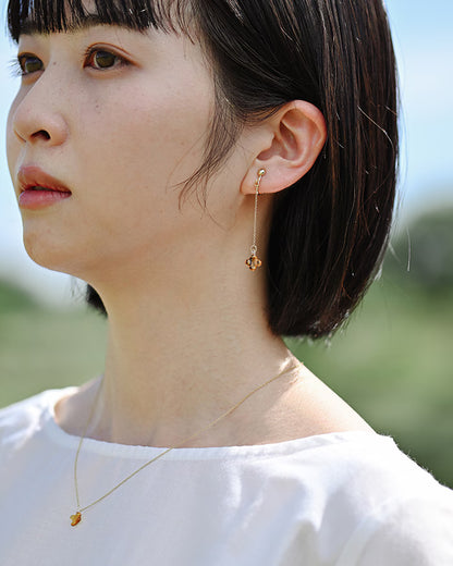 HARIO Lampwork Factory x Iida Umbrella Store - Glass Clip-on Earrings - Osmanthus Amber