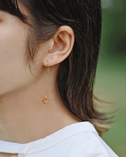 HARIO Lampwork Factory x Iida Umbrella Store - Glass Earrings - Osmanthus Amber