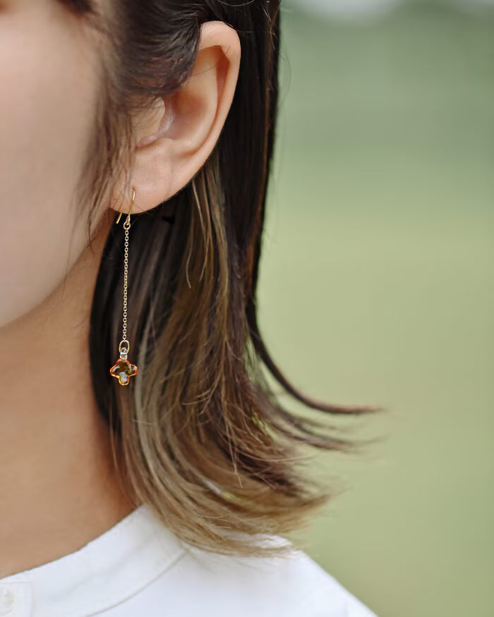 HARIO Lampwork Factory x Iida Umbrella Store - Glass Earrings - Osmanthus Amber