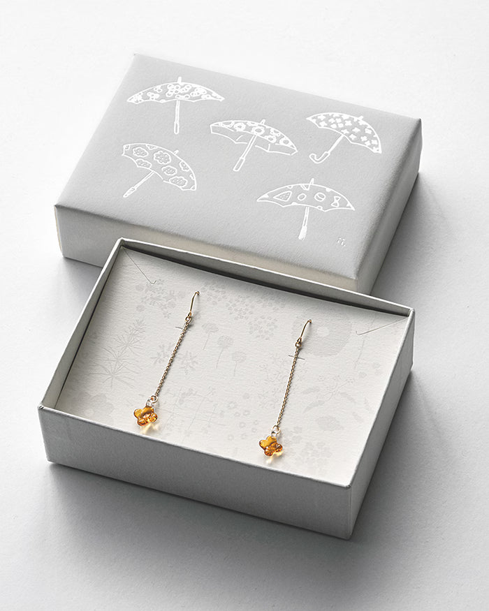 HARIO Lampwork Factory x Iida Umbrella Store - Glass Earrings - Osmanthus Amber