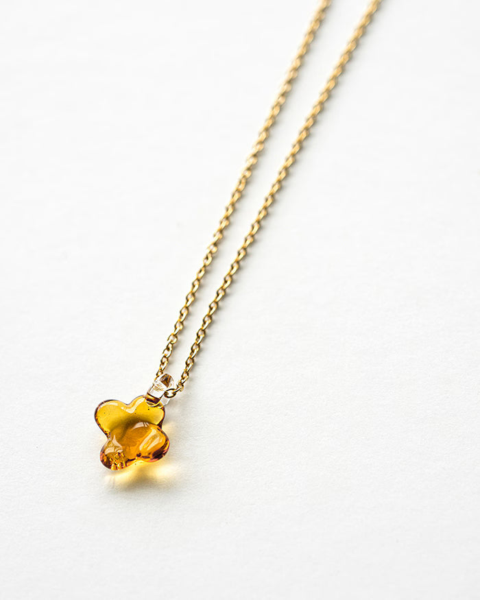 HARIO Lampwork Factory x Iida Umbrella Store - Glass Necklace - Osmanthus Amber