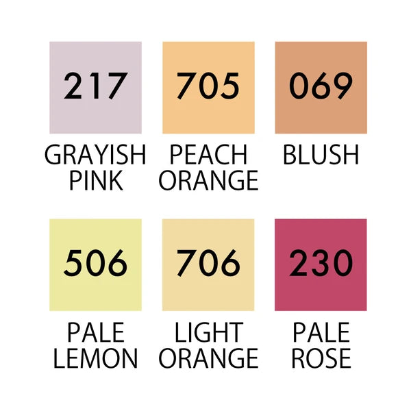 Kuretake - ZIG Clean Color Real Brush Pens - 6 Color Set - Pale Colors I
