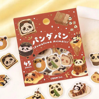 BGM Foil Flake Stickers - Fuwafuwa Animals Vol. 2 Series - Panda Bread