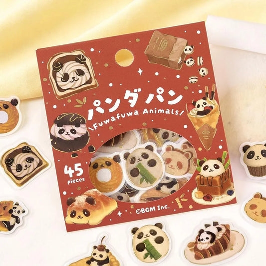 BGM Foil Flake Stickers - Fuwafuwa Animals Vol. 2 Series - Panda Bread
